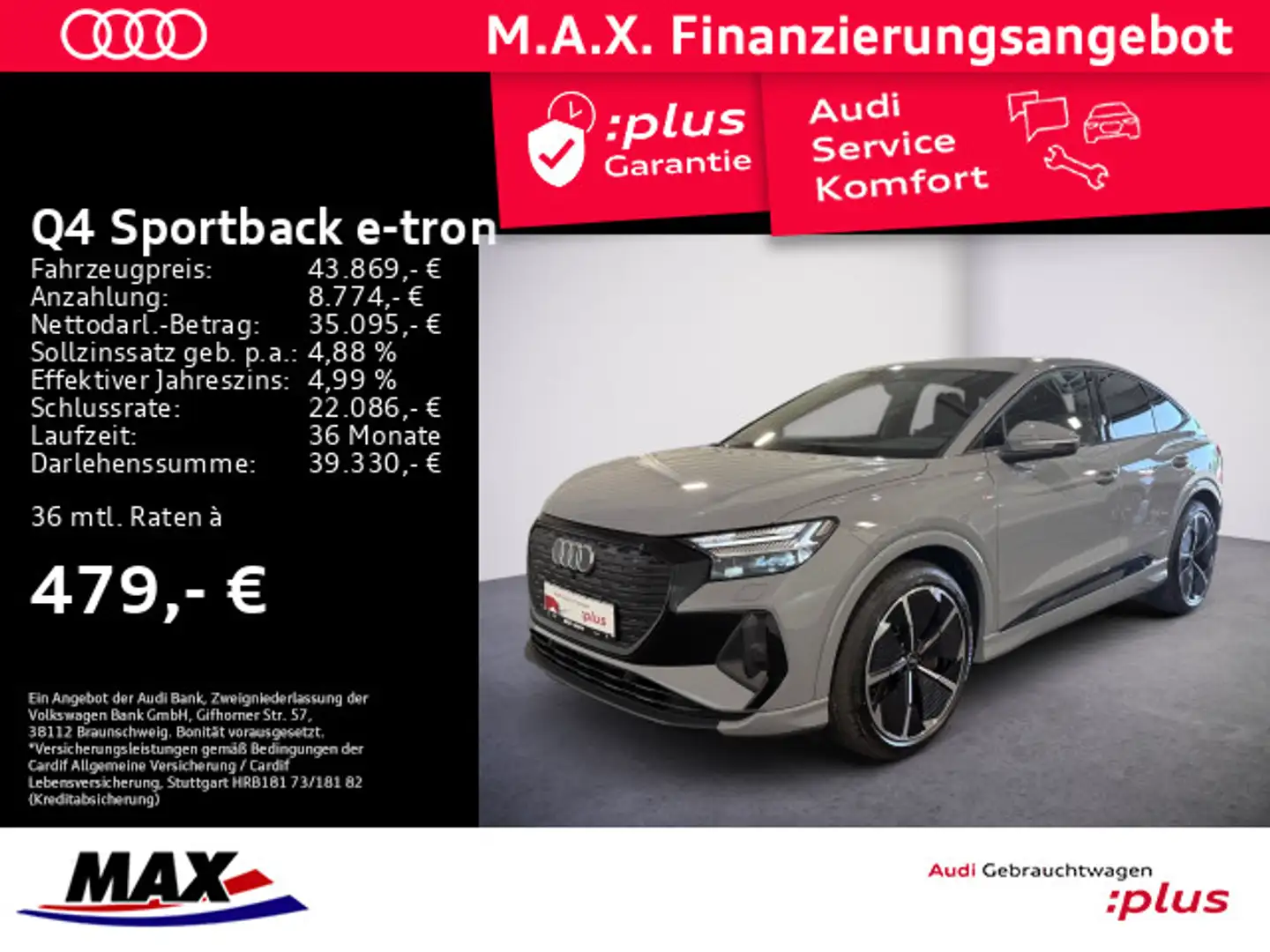 Audi Q4 e-tron Q4 Sportback 50 e-tron S LINE MATRIX+PANO+SONOS+ Grijs - 1