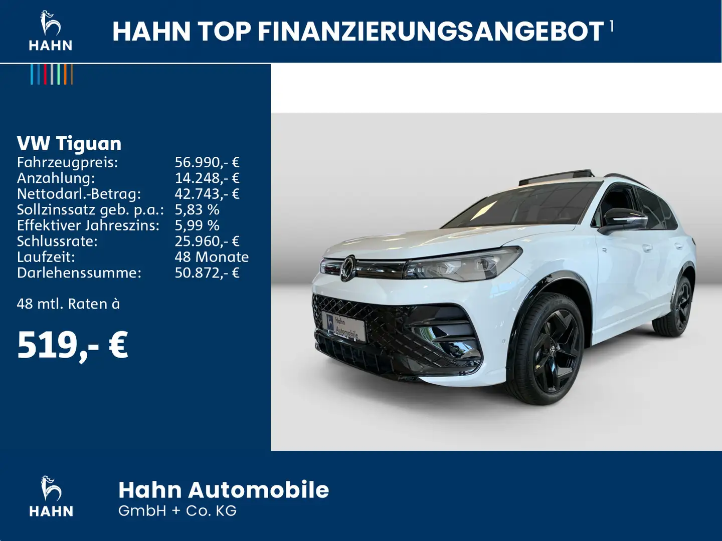 Volkswagen Tiguan R-Line 2,0TDI 142kW DSG 4MOT H&K AHK PANO Weiß - 2