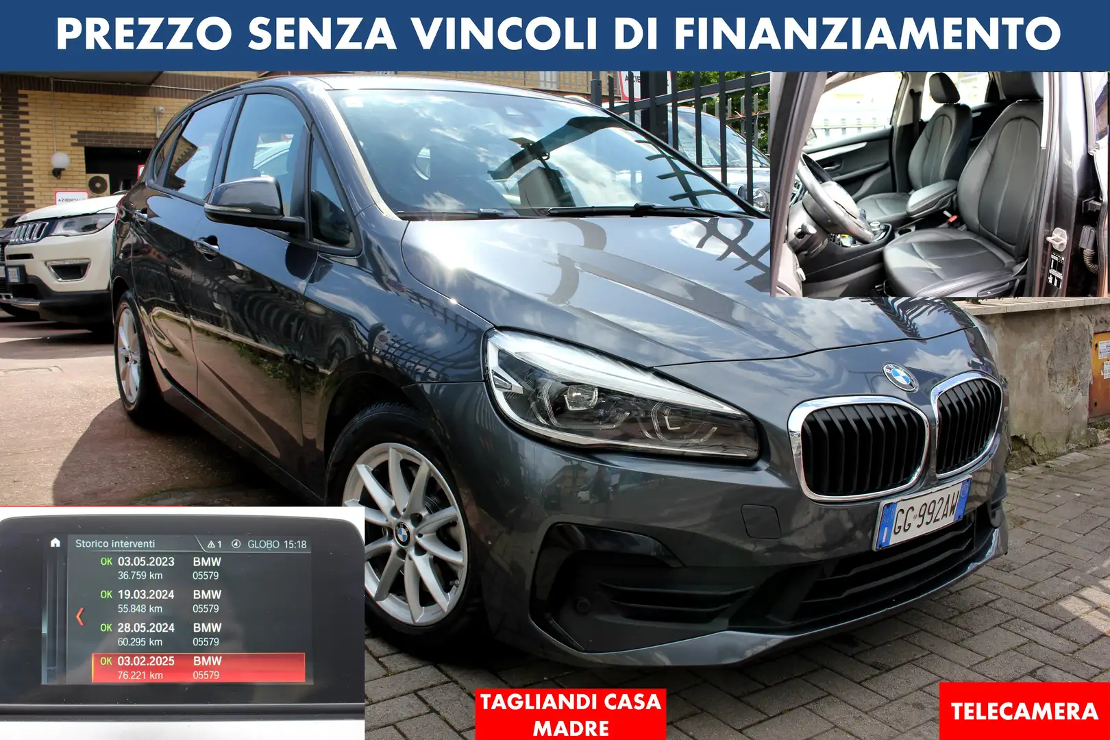 BMW 218 D 2.0 150CV *PREZZO VERO* TAGLIANDI BMW PELLE NAVI Grigio - 1