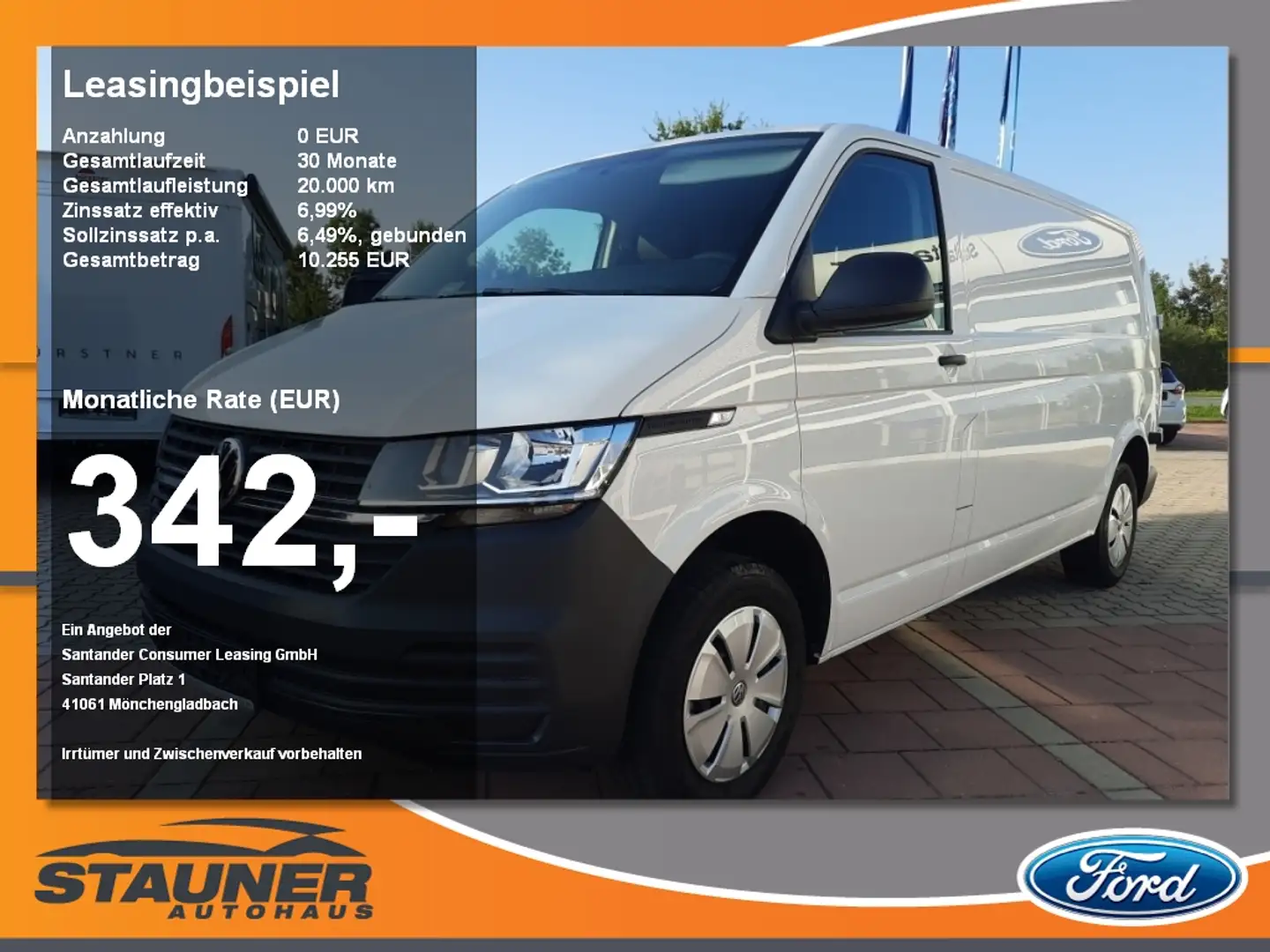 Volkswagen T6.1 Transporter 2.0 TDI Kasten FWD lang Klima GJR DAB PDC Weiß - 1