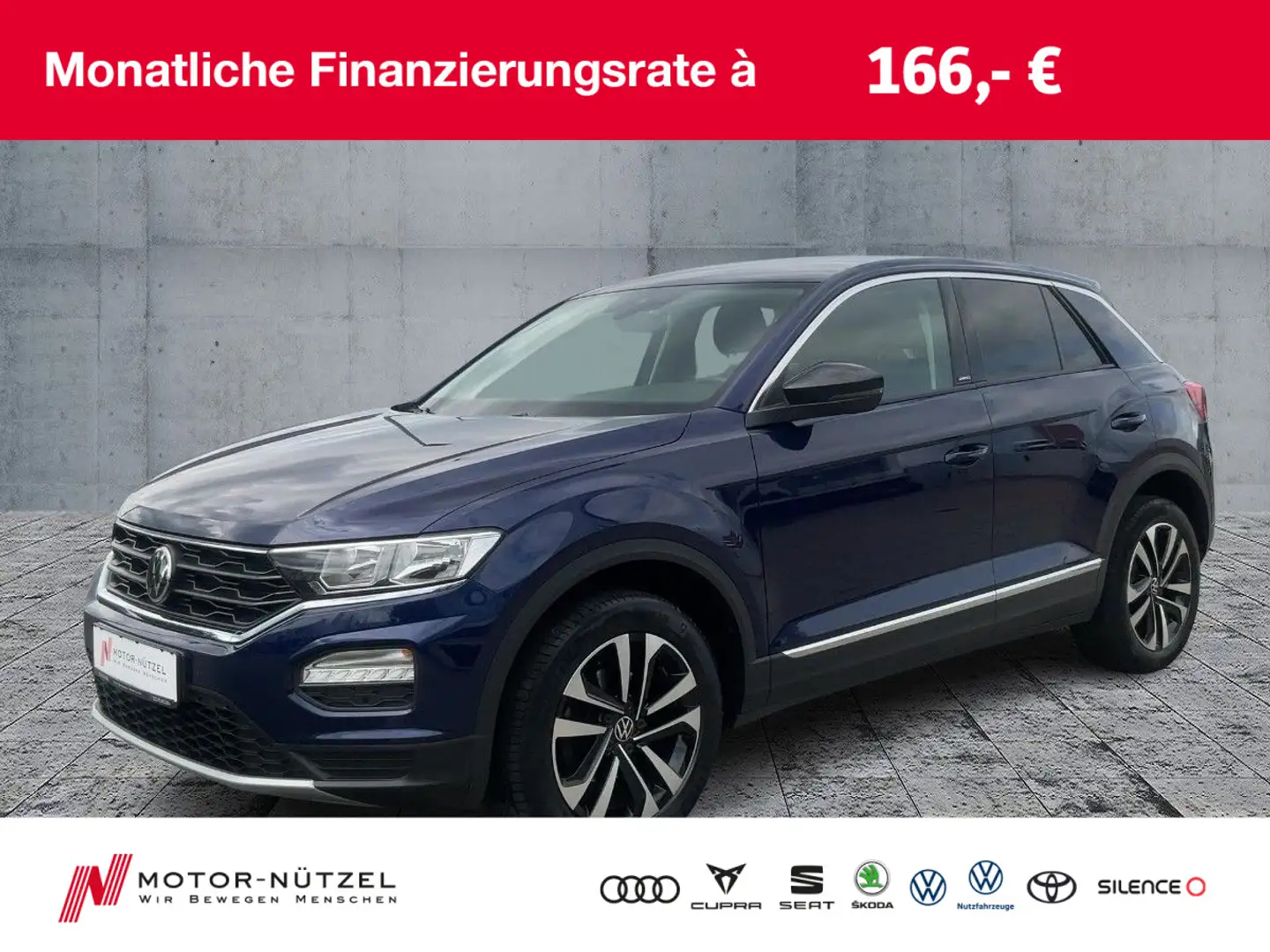Volkswagen T-Roc 1.0 TSI UNITED 5JG+NAVI+AHK+SHZ+2xPDC+DAB Blauw - 1