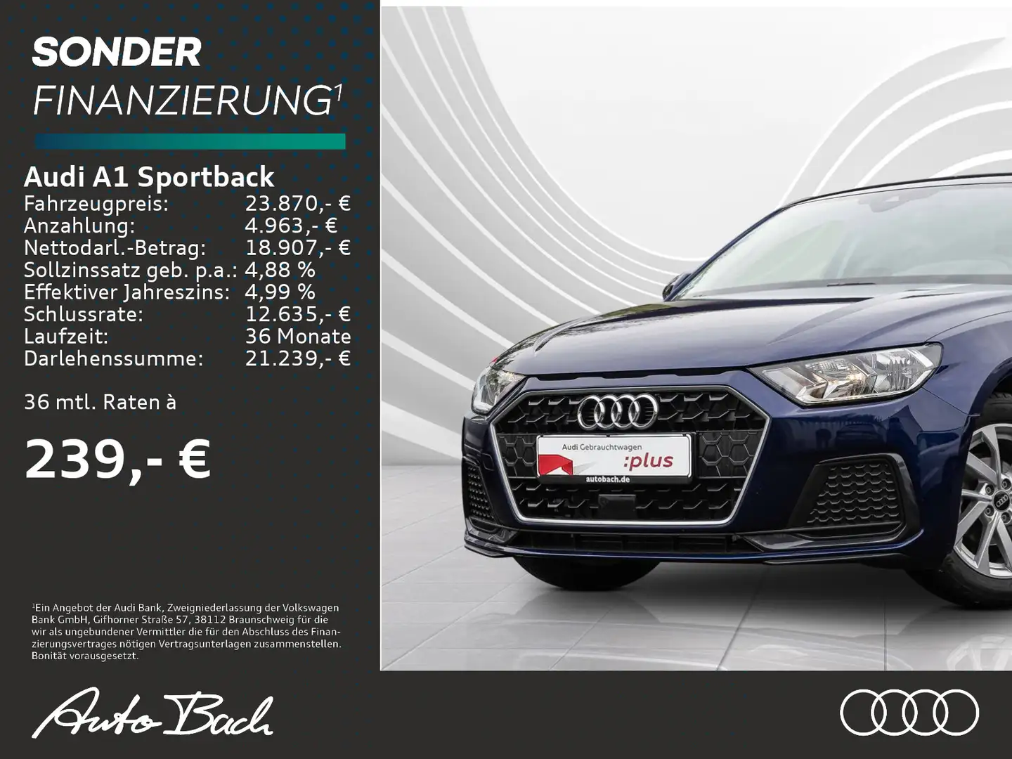 Audi A1 advanced 25TFSI Stronic GRA EPH Sit Blu/Azzurro - 1