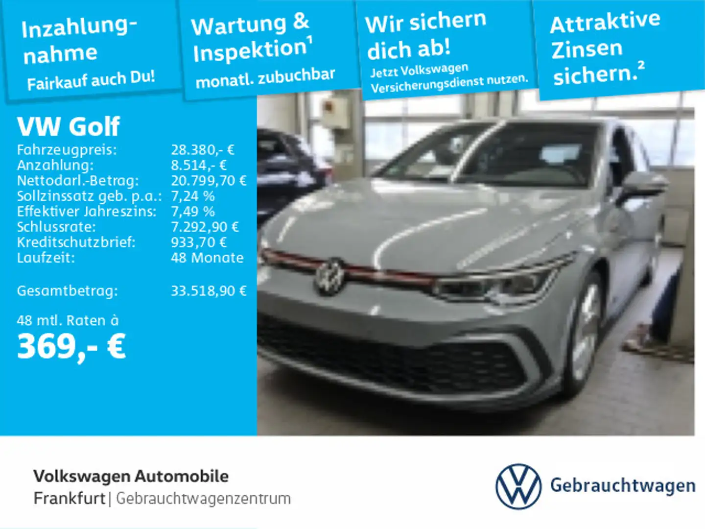 Volkswagen Golf GTI Golf VIII 2.0 TSI DSG GTI Navi LEDPlus DAB+ Fron Grau - 1