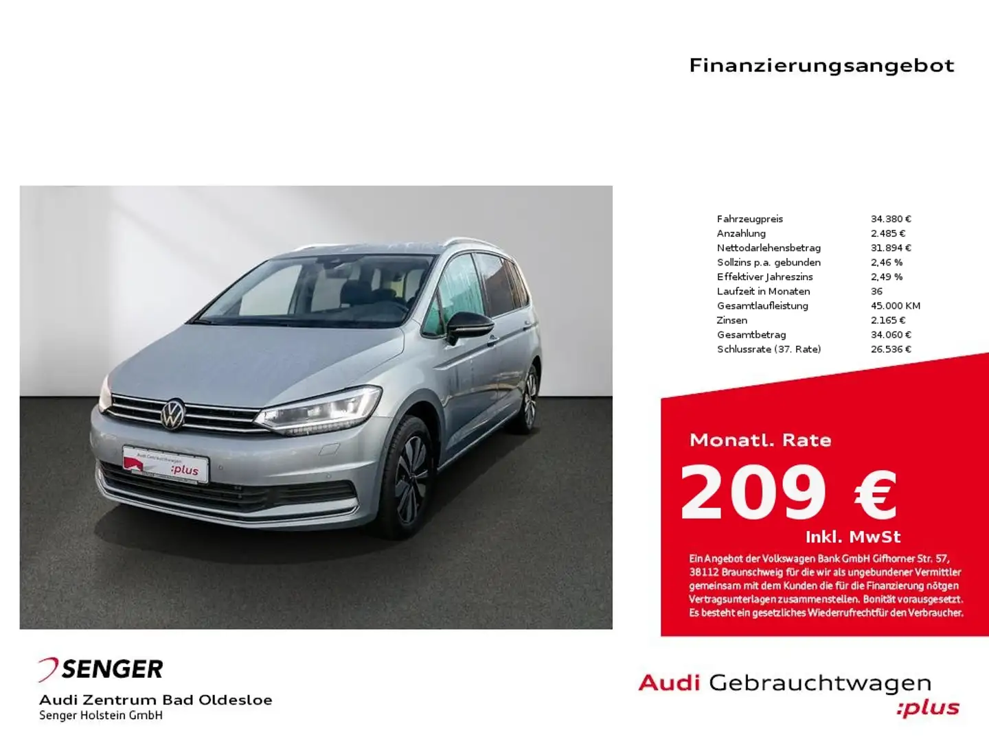 Volkswagen Touran 1.5 TSI GOAL DSG Nav AHK PDC SHZ Silber - 1