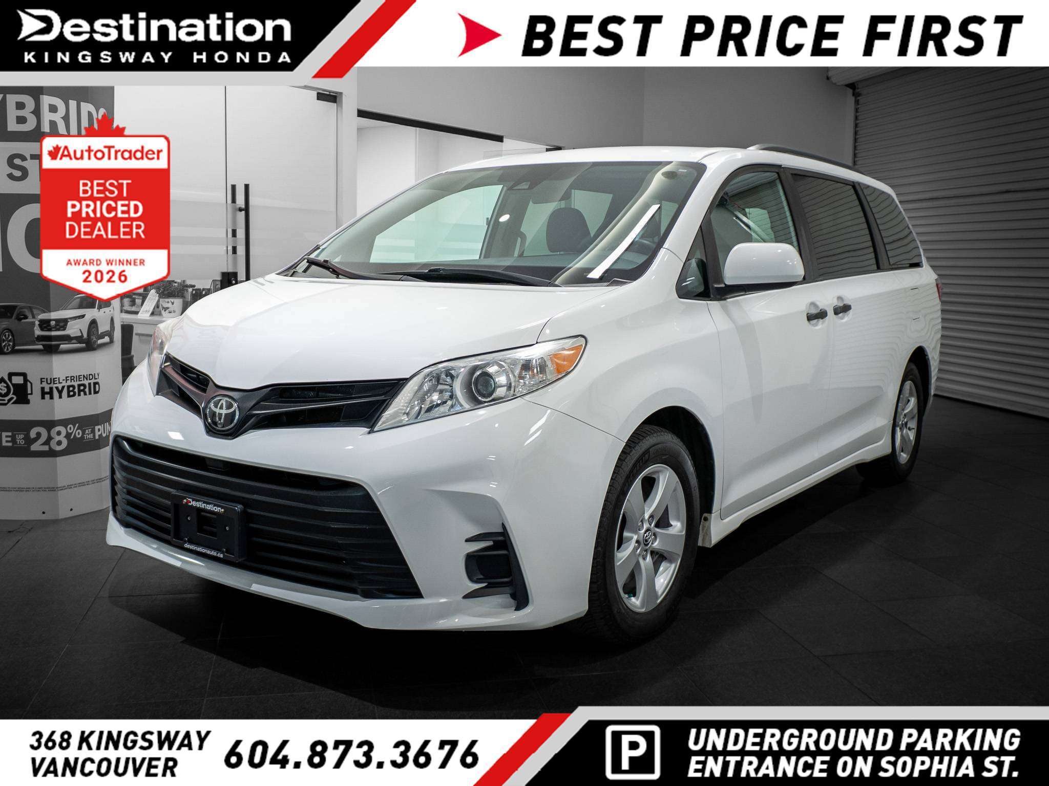 Super White 2020 Toyota Sienna Minivan Front-Wheel Drive Automatic