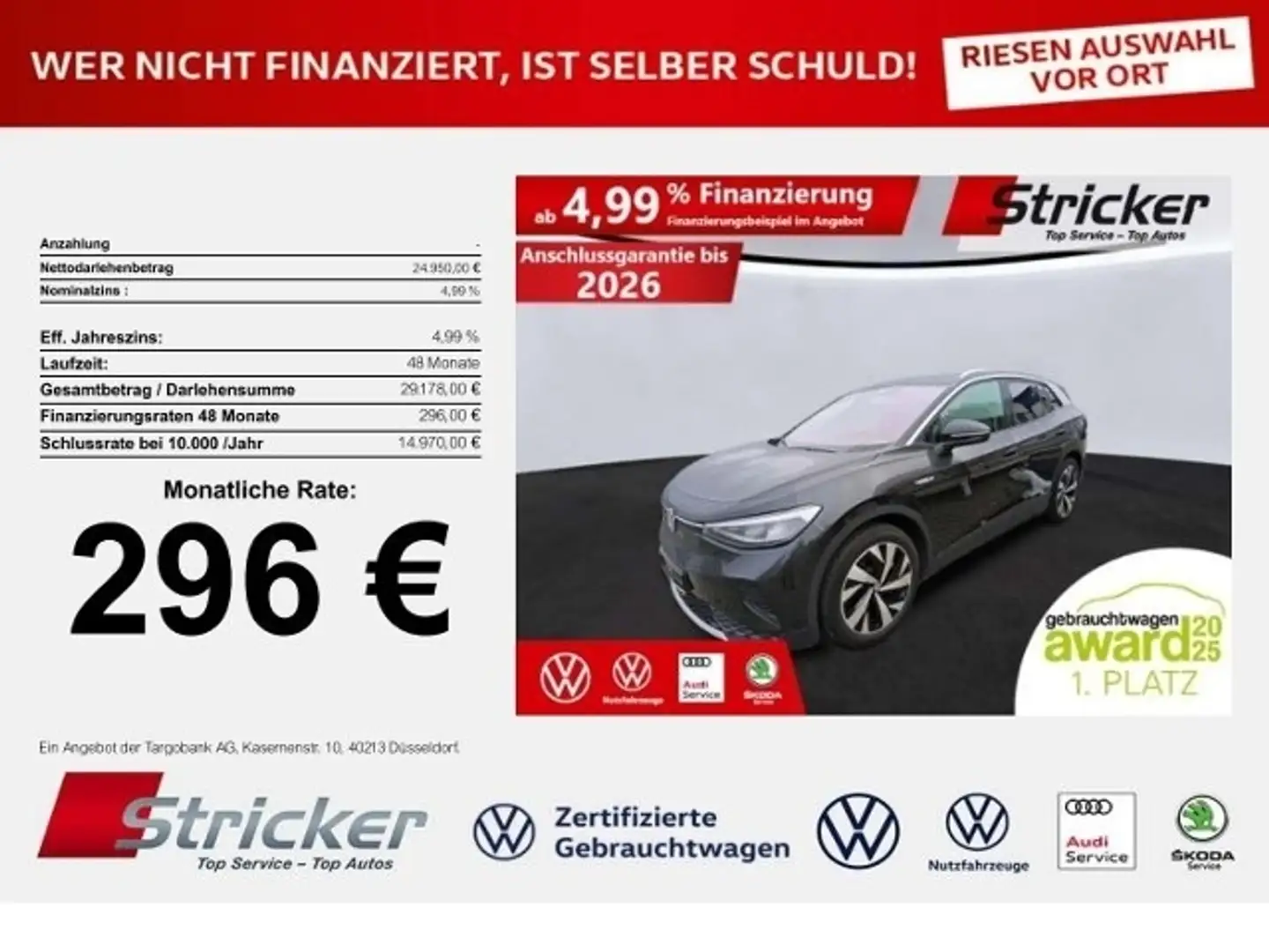 Volkswagen ID.4 1st 150/77 296,-ohne Anzahlung Navi AHK ACC Grau - 1