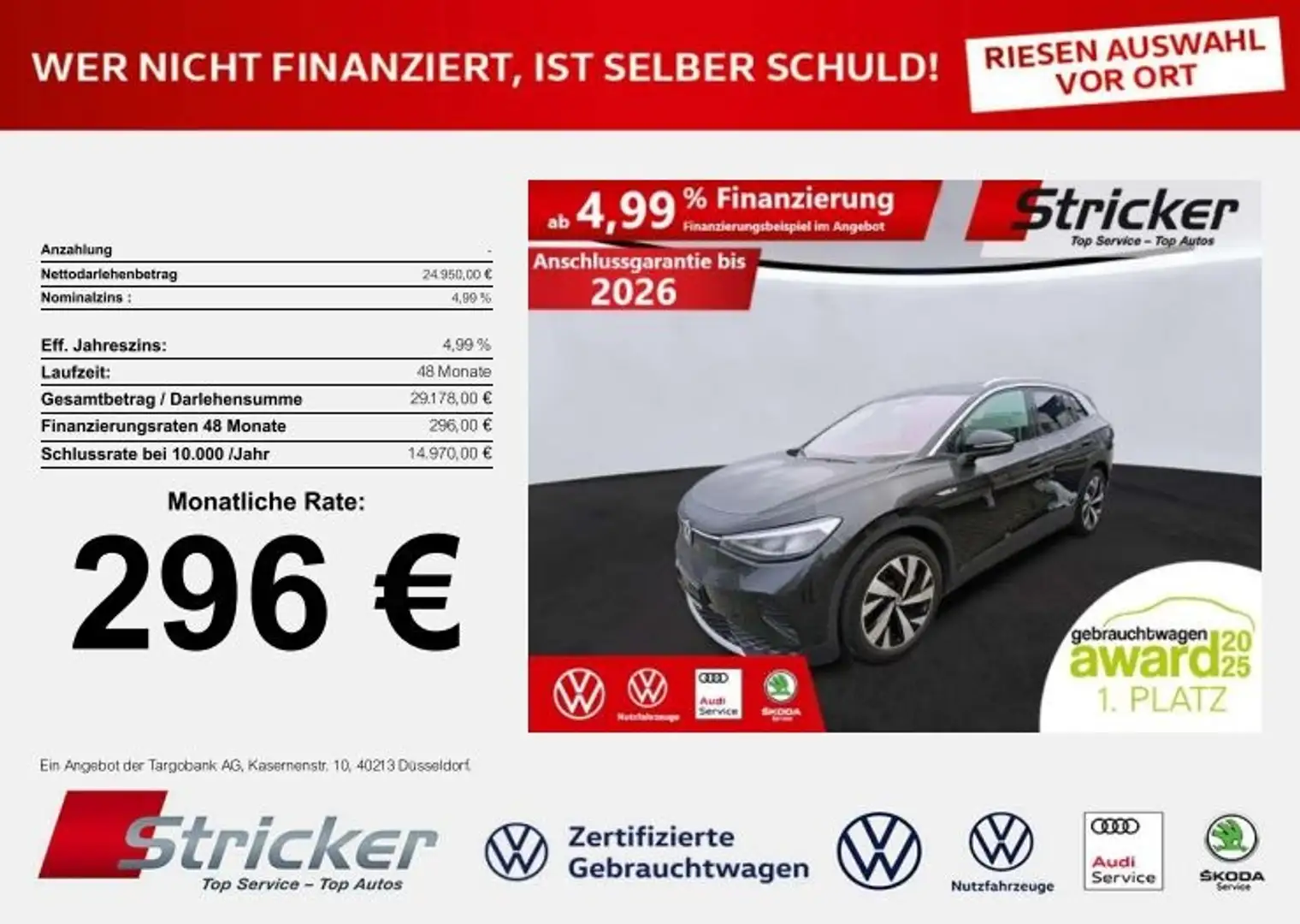 Volkswagen ID.4 1st 150/77 296,-ohne Anzahlung Navi AHK ACC Grau - 2