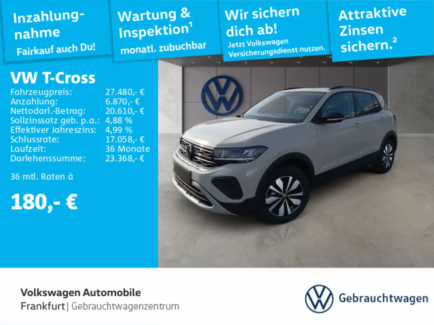 Volkswagen T-Cross 1.0 TSI DSG Life FrontAssist LED DAB+ Gris - 1