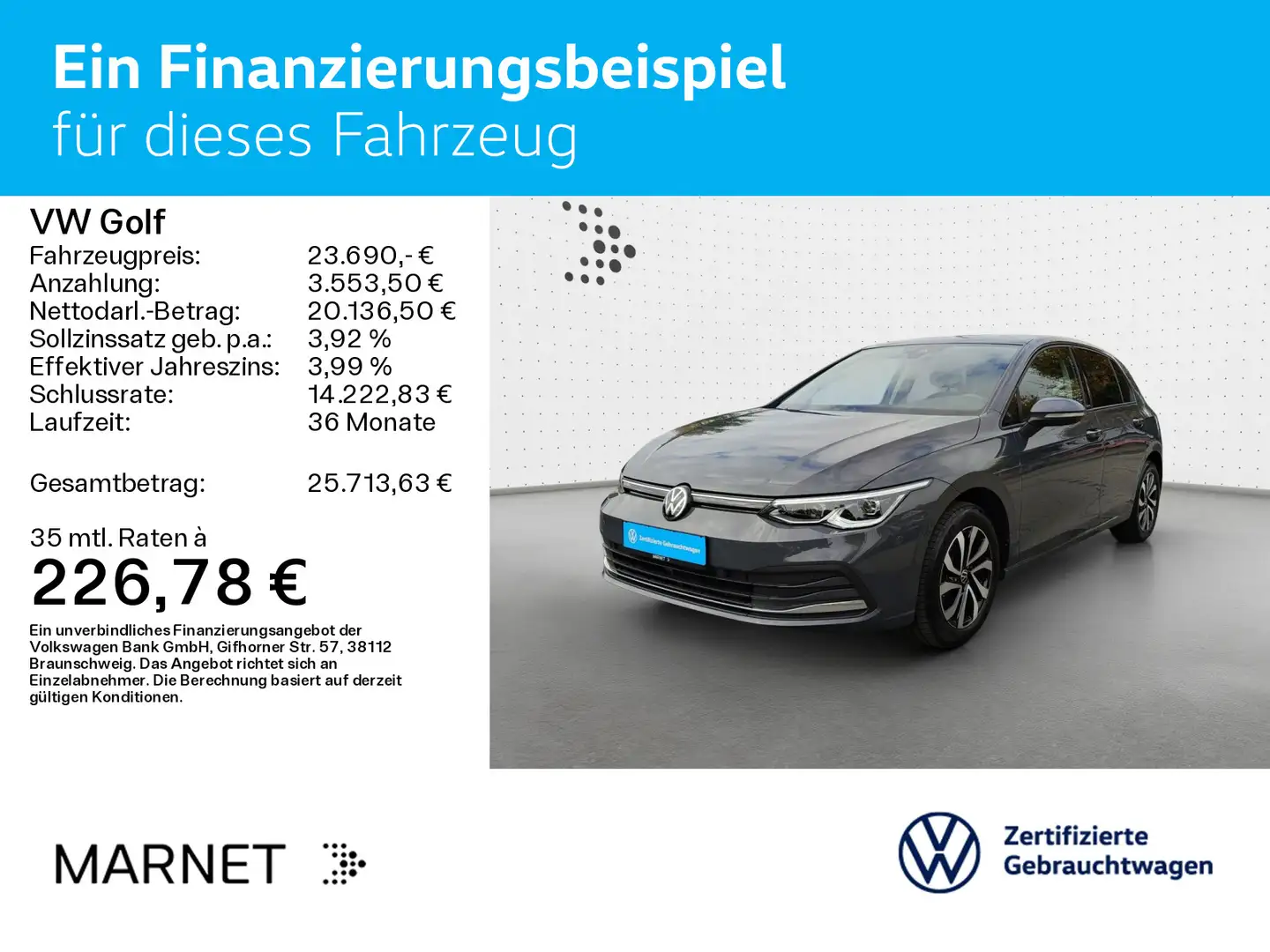 Volkswagen Golf VIII 2.0 TDI DSG Active* Navi*Pano*IQ-Light Gris - 2