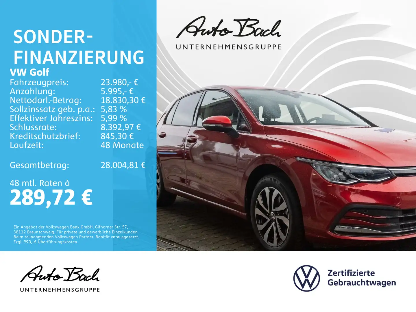 Volkswagen Golf VIII 1.5 eTSI "ACTIVE" DSG Navi LED Digital Rot - 2