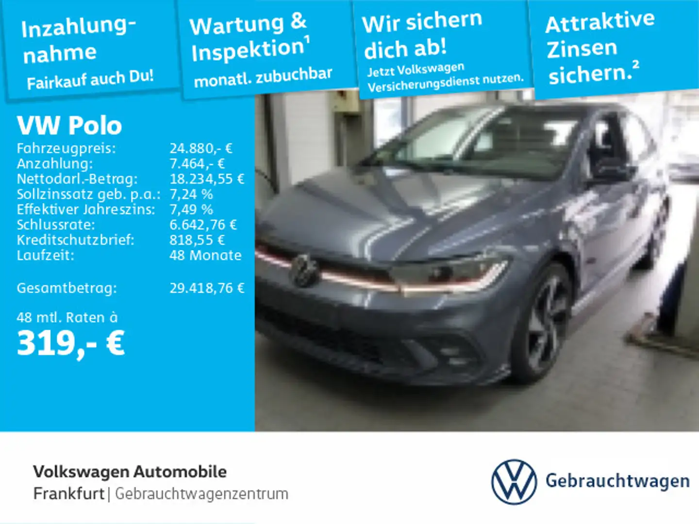 Volkswagen Polo 2.0 TSI DSG GTI Navi IQ.Light DAB+ FrontAss Grau - 1