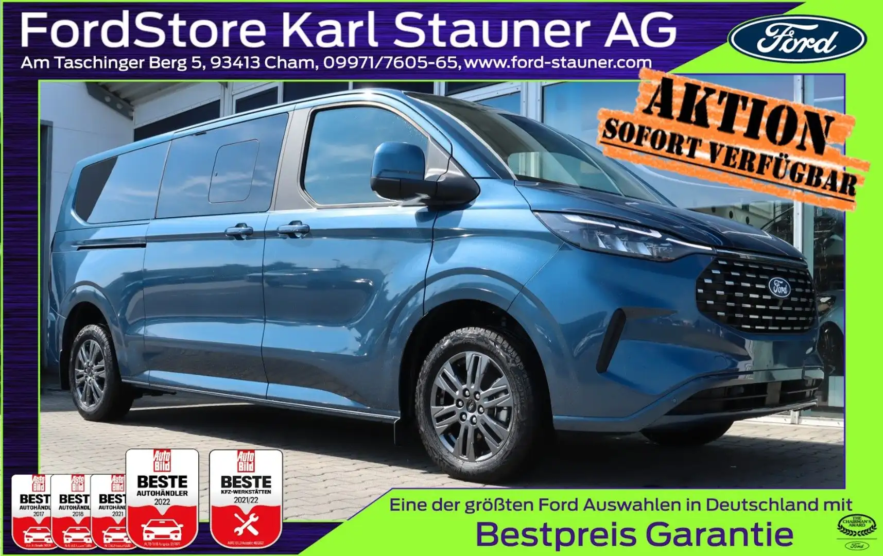 Ford Tourneo Custom Titanium 320/L2 3,99% FIN* Blau - 1