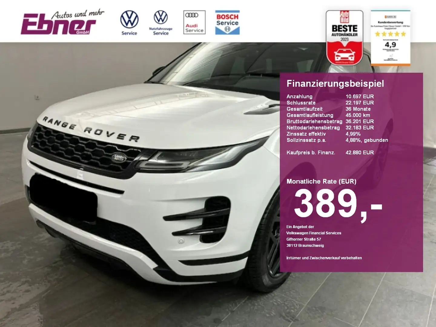 Land Rover Range Rover Evoque HST R-DYNAMIC P300 AWD NP:73tEUR! PANO+el.SITZE+KA Schwarz - 1