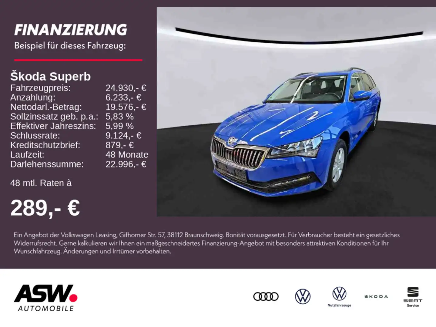 Skoda Superb Combi Ambition 1.5TSI DSG LED Nav PDC AHK Blau - 1