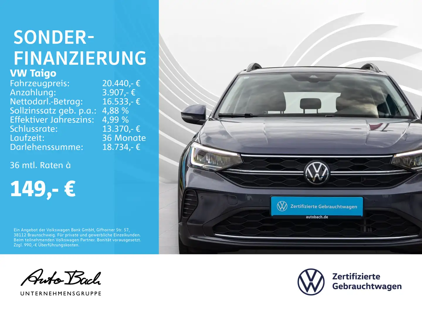 Volkswagen Taigo 1.0 TSI Life, Navi, LED, App-Connect, Digi Grau - 2