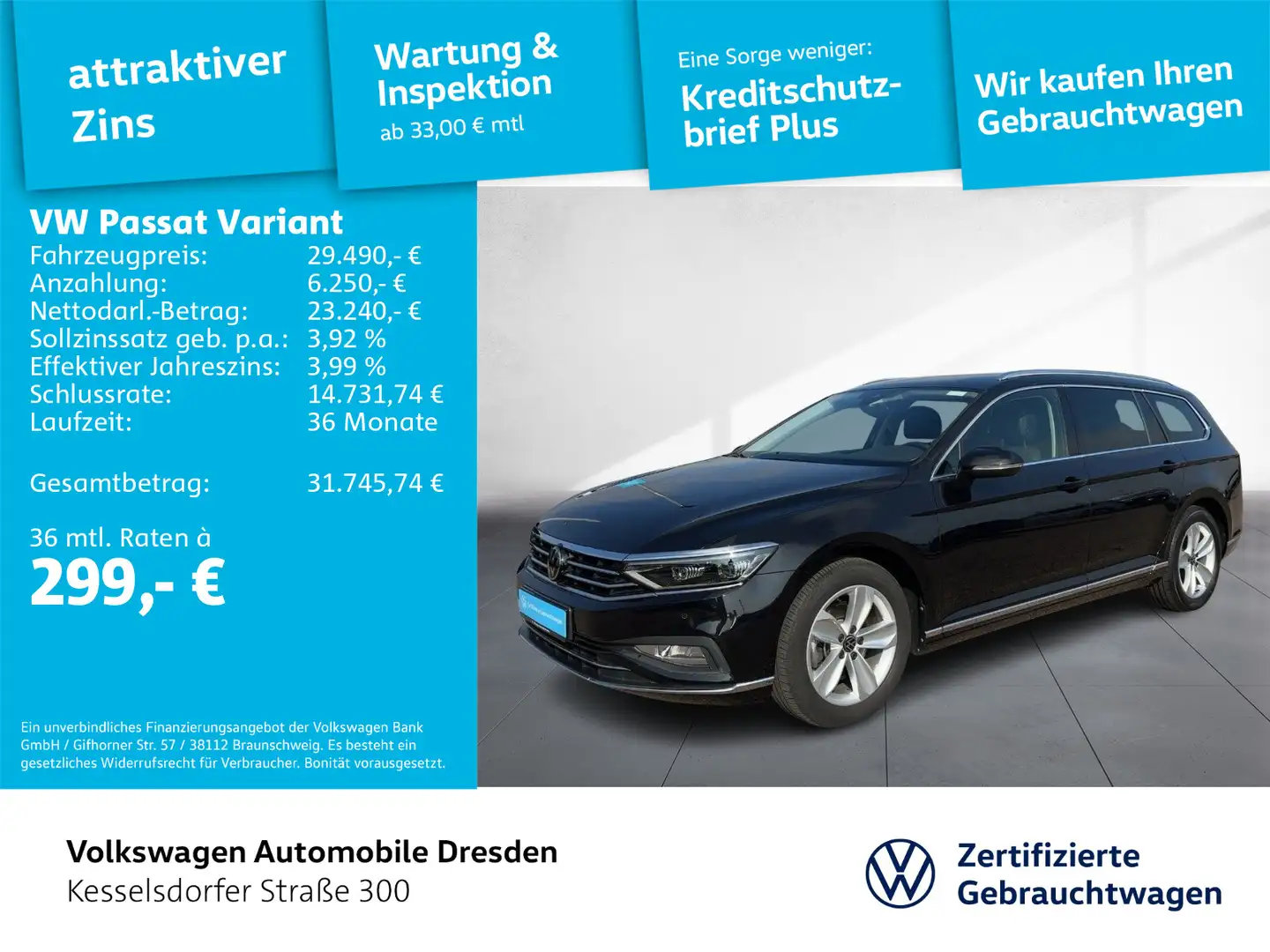 Volkswagen Passat Variant 2.0 TDI DSG 4M Elegance LED AHZV Schwarz - 1