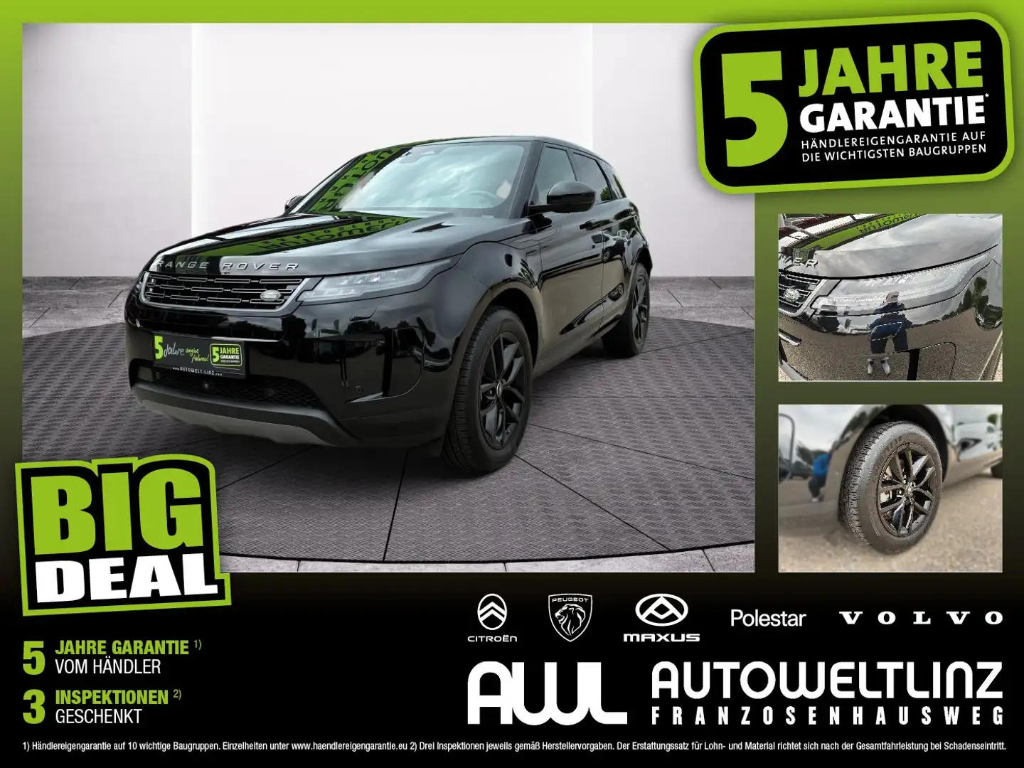 Land Rover Range Rover Evoque 2.0 D165 AWD ACC+AHK+LED+Navi Schwarz - 1