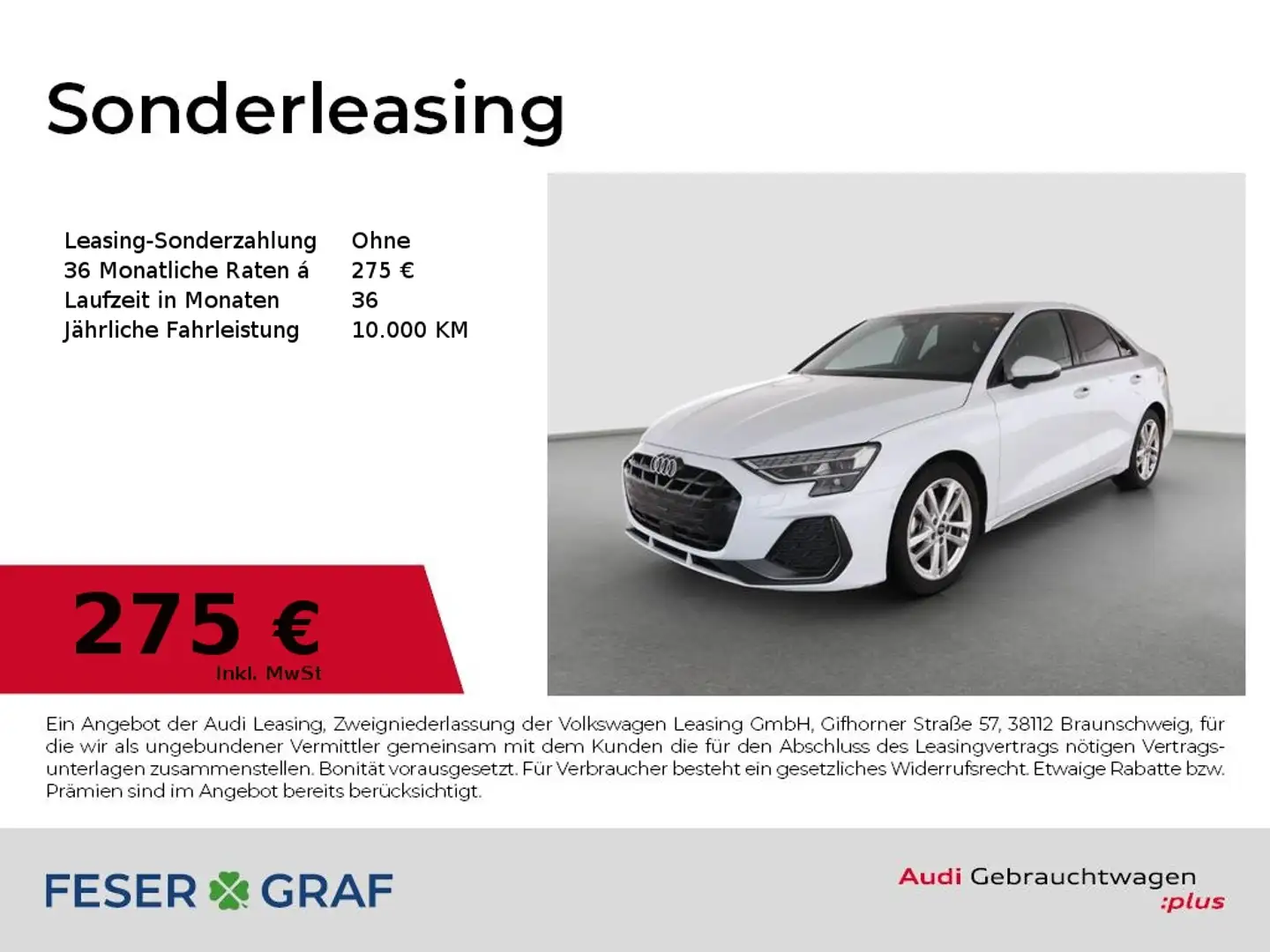 Audi A3 Limousine S line 30 TFSI S tronic Kamera/Navi+/LED Weiß - 1