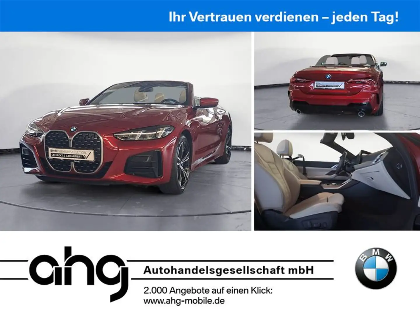 BMW 430 i xDrive Cabrio M Sport AHK H&K Leder Vernasc Rood - 1