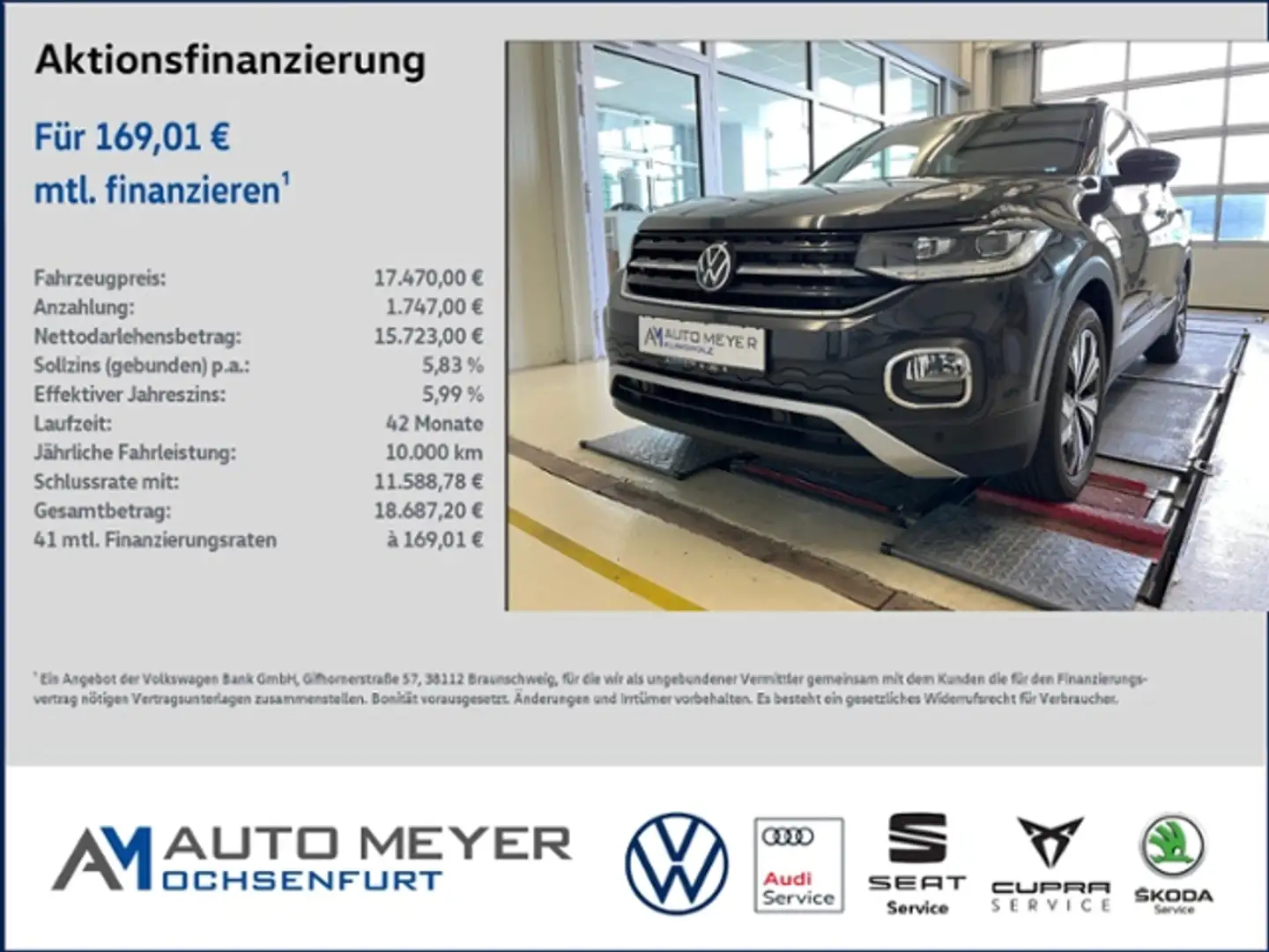 Volkswagen T-Cross ACTIVE 1.0 TSI LED Navi Rückfahrkamera Grau - 1
