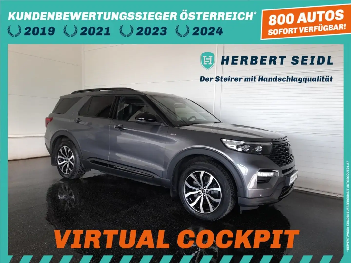 Ford Explorer ST-LINE 3,0 V6 EcoBoost PHEV 4x4 Aut. *7 SITZE / SKY / AHV & 360° KAMERA / NAVI / ACC / VOLLEDER BEH. + BELÜFTET / 20 ZOL Grau - 1