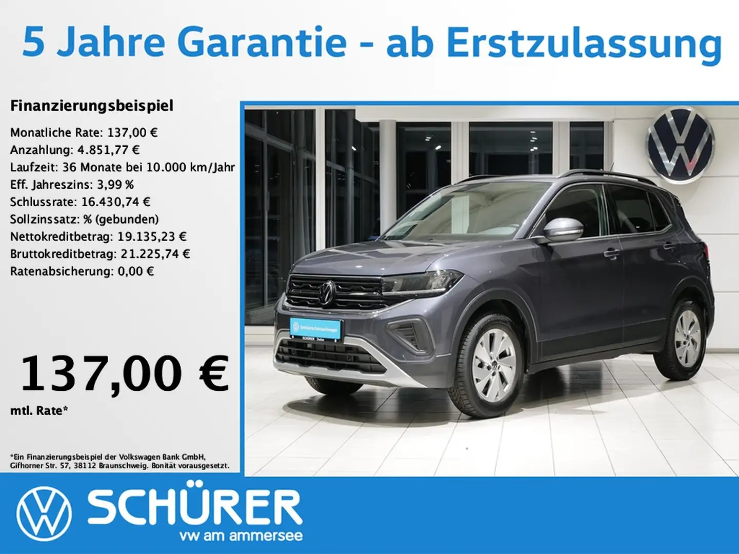 Volkswagen T-Cross 1.0TSI Life Neues Modell Navi Led ACC Gris - 1