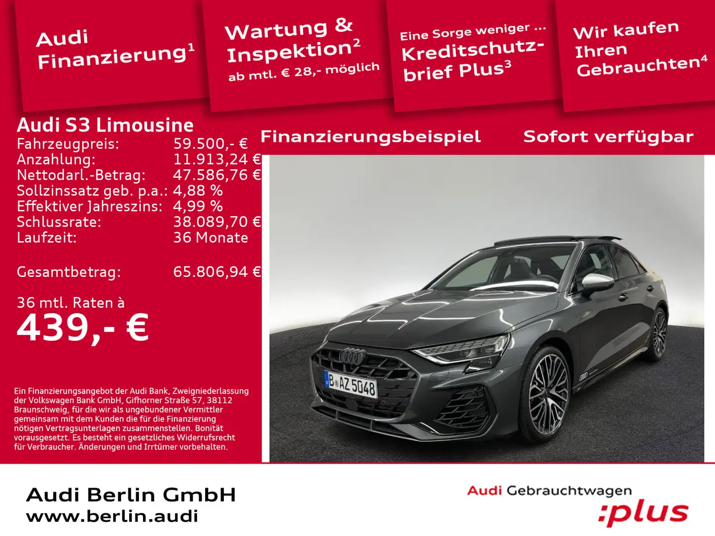 Audi S3 TFSI S tronic Grau - 1