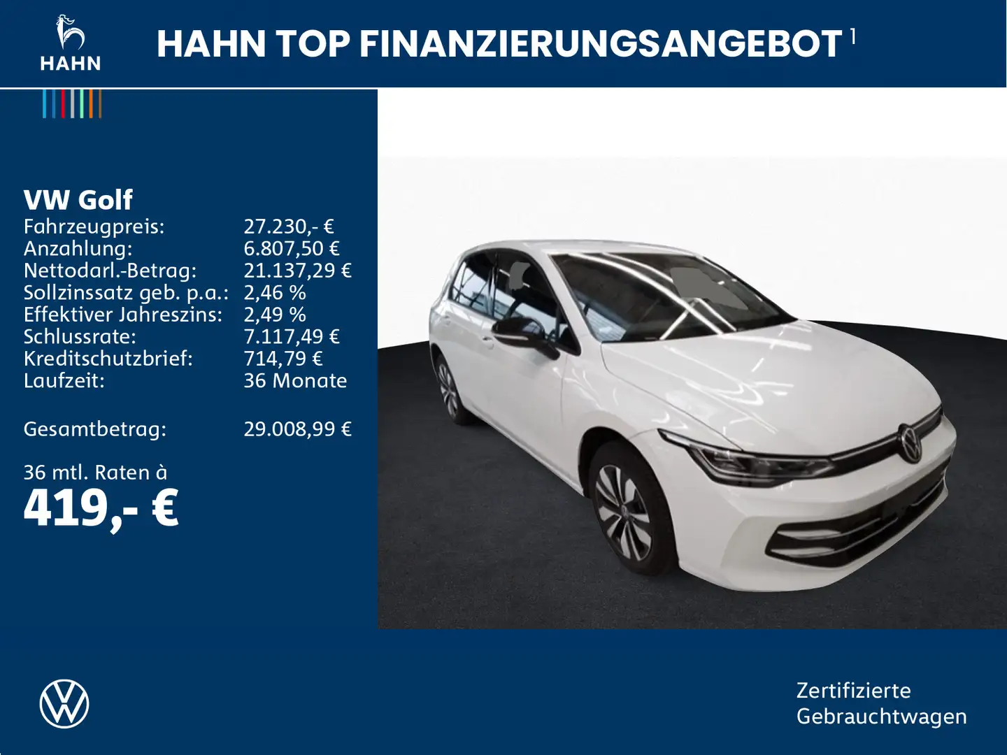 Volkswagen Golf VIII 1.5eTSI DSG Goal ACC App-Conn. LED PDC Weiß - 2