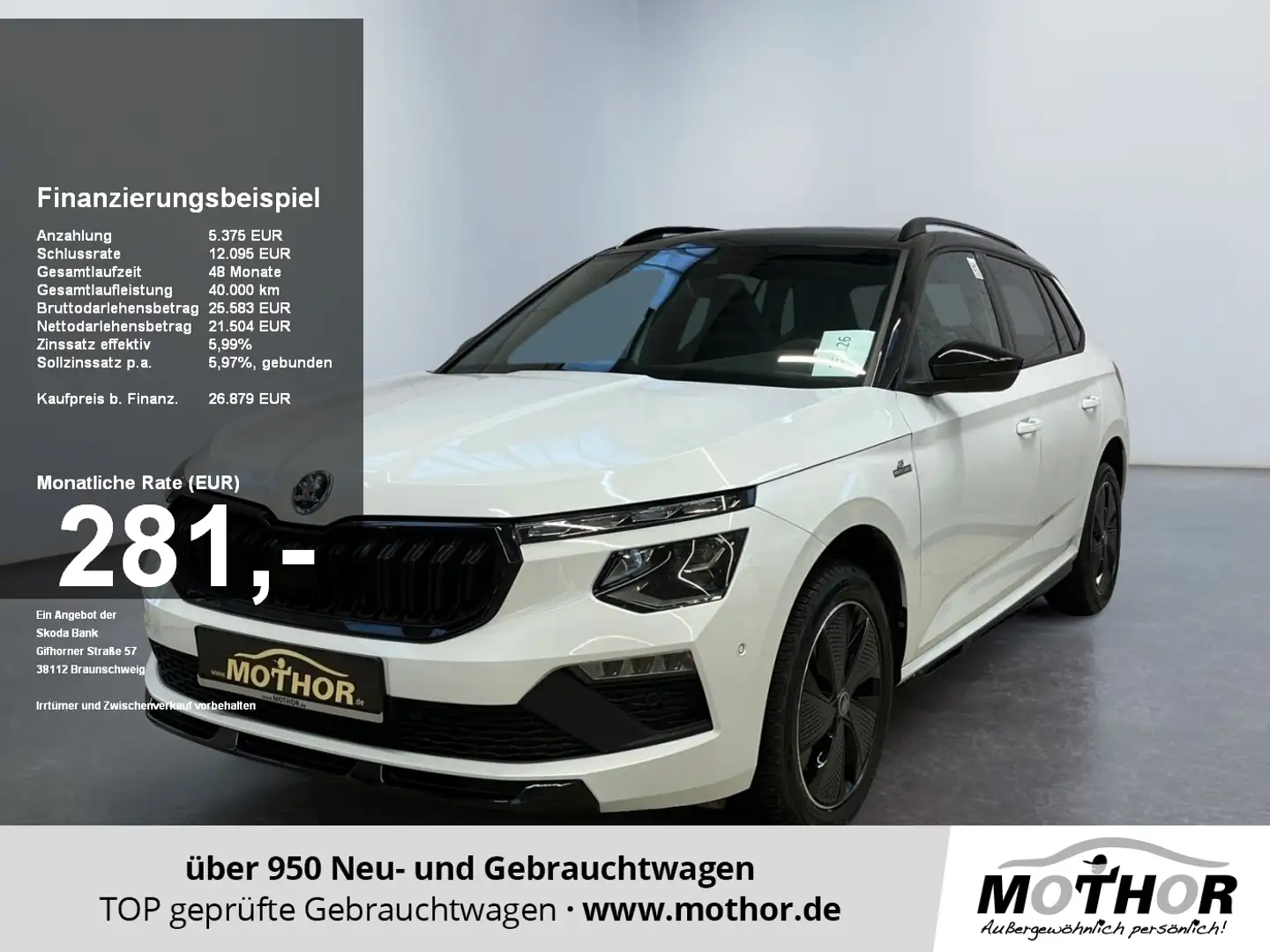 Skoda Kamiq Monte Carlo 1.0 TSI DSG Virtuelles Cockpit Weiß - 1