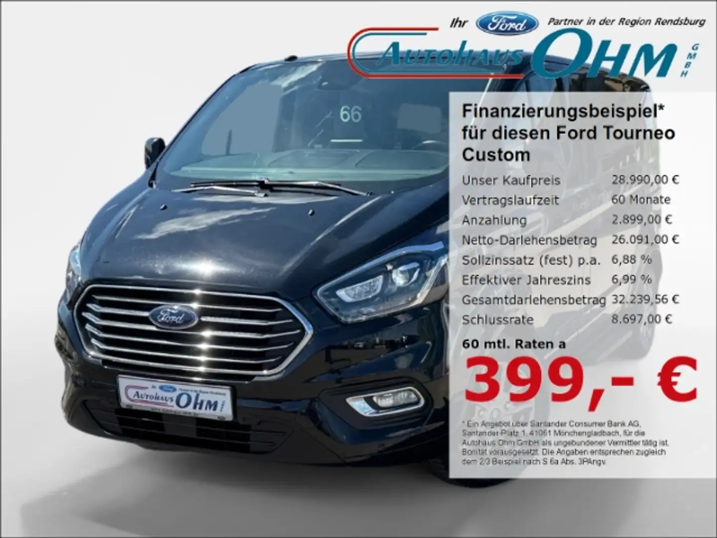 Ford Tourneo Custom 310 L1 Titanium 2.0 TDCi - RFK - Leder - Navi - Schwarz - 1