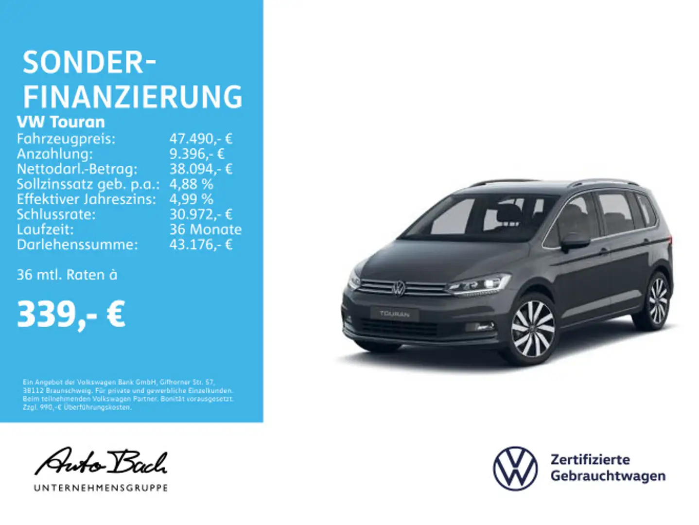 Volkswagen Touran 1.5 TSI "Highline" DSG Navi LED Standhzg Grau - 1