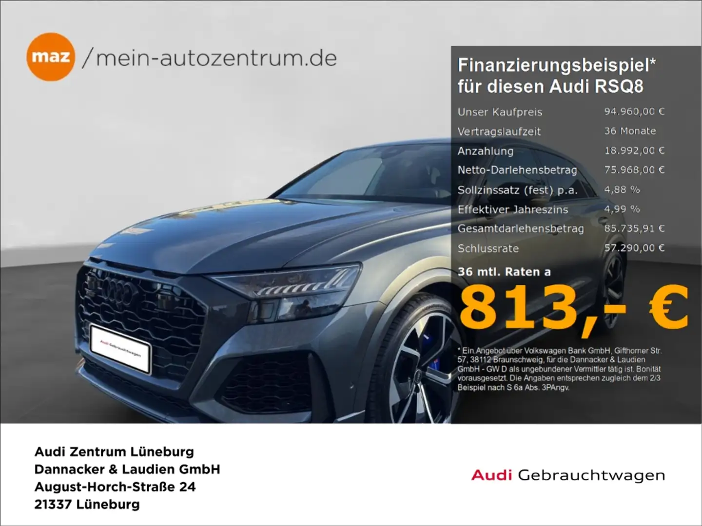 Audi RS Q8 4.0 TFSI quattro Alu LED Pano AHK ACC Kamera Bang Grau - 1