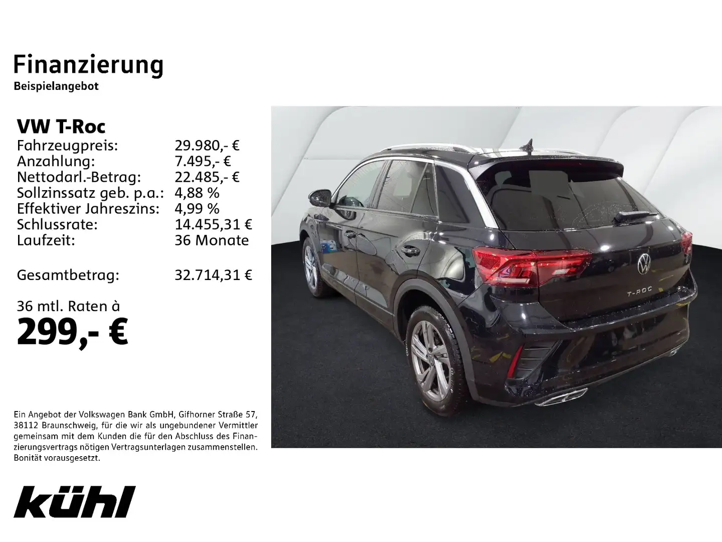 Volkswagen T-Roc 1.5 TSI DSG R-Line LED+/ACC/Kamera/App/Nav Schwarz - 2