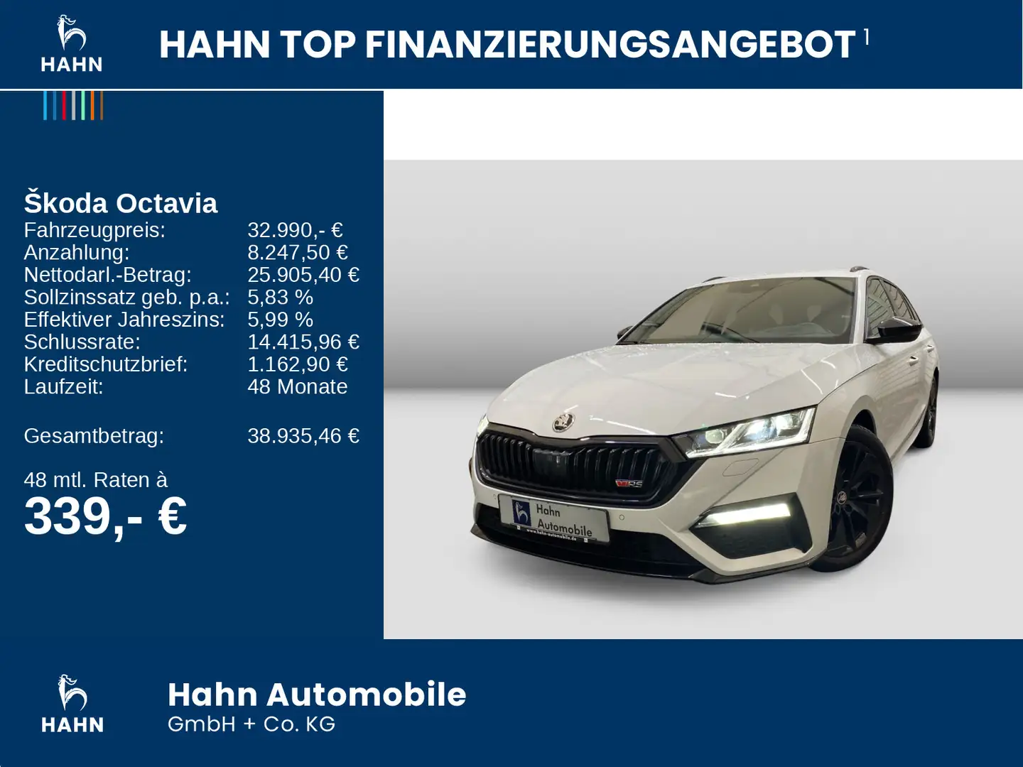 Skoda Octavia Combi 2.0TDI DSG RS Matrix AHK HUD Navi Weiß - 2