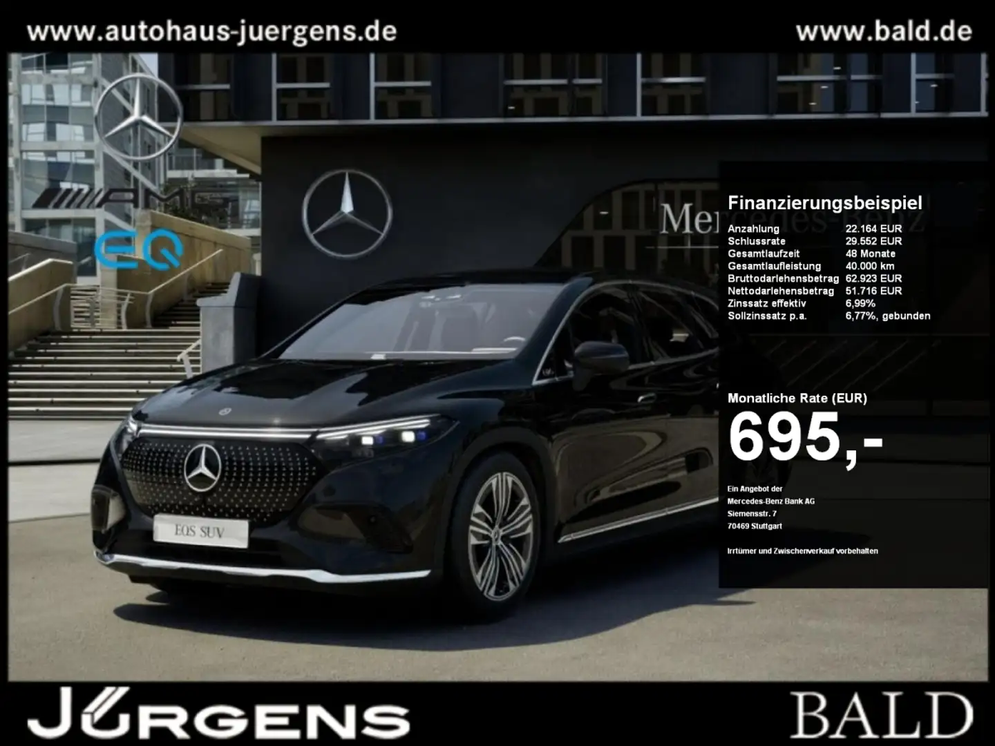 Mercedes-Benz EQS SUV EQS 450+ SUV ElectricArt/DIGITAL/AHK/Memo/Distr Schwarz - 1