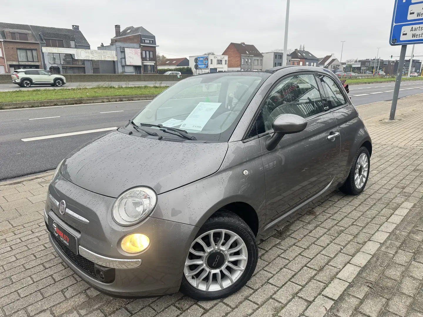 Fiat 500C 1.2i Cabriolet 090000KM Airco Pdc Leder GARANTIE Gris - 2