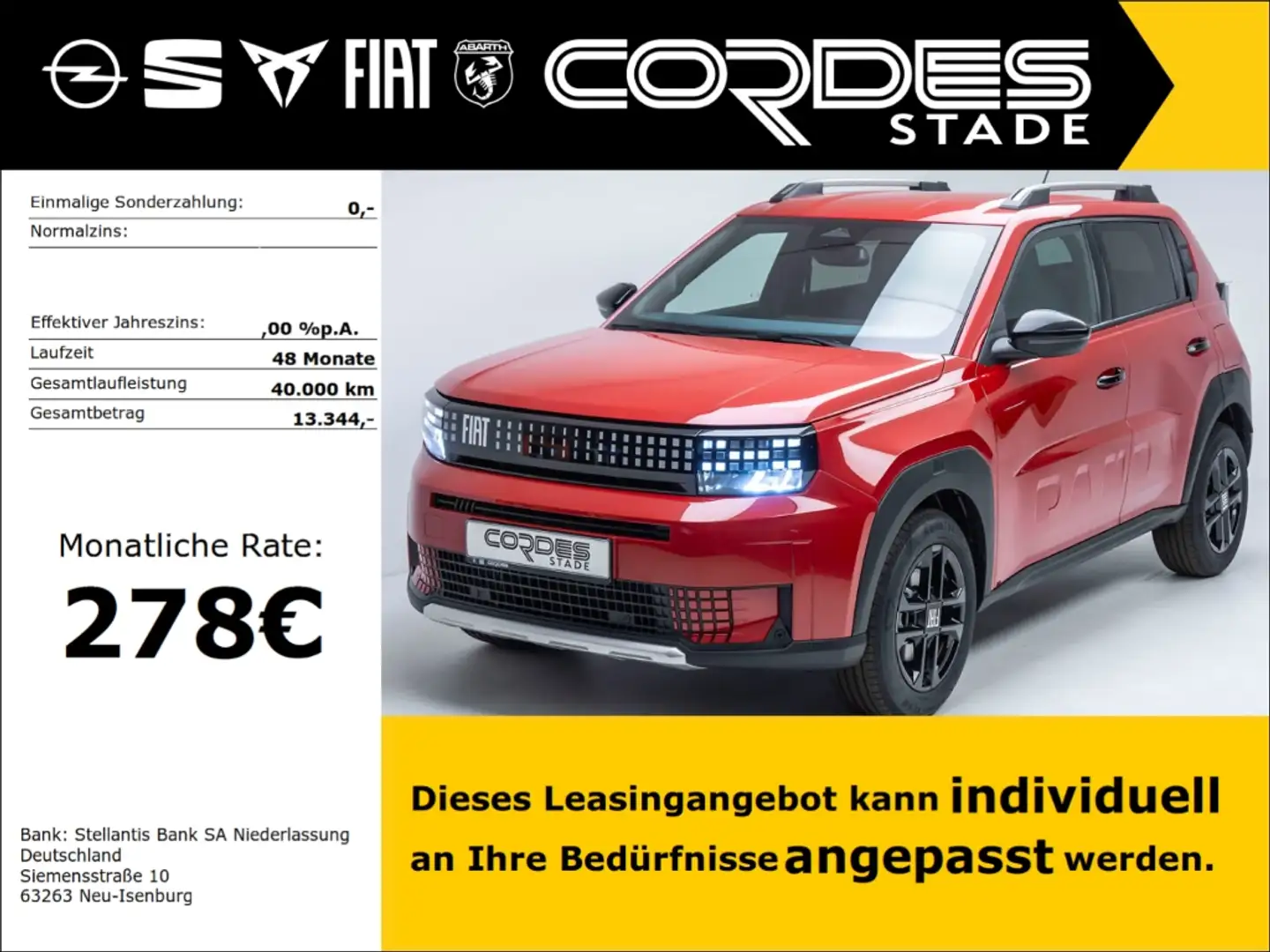 Fiat Grande Panda Icon, Autom. PDC,Navi,SHZ,Carplay (NW 65) Rood - 1