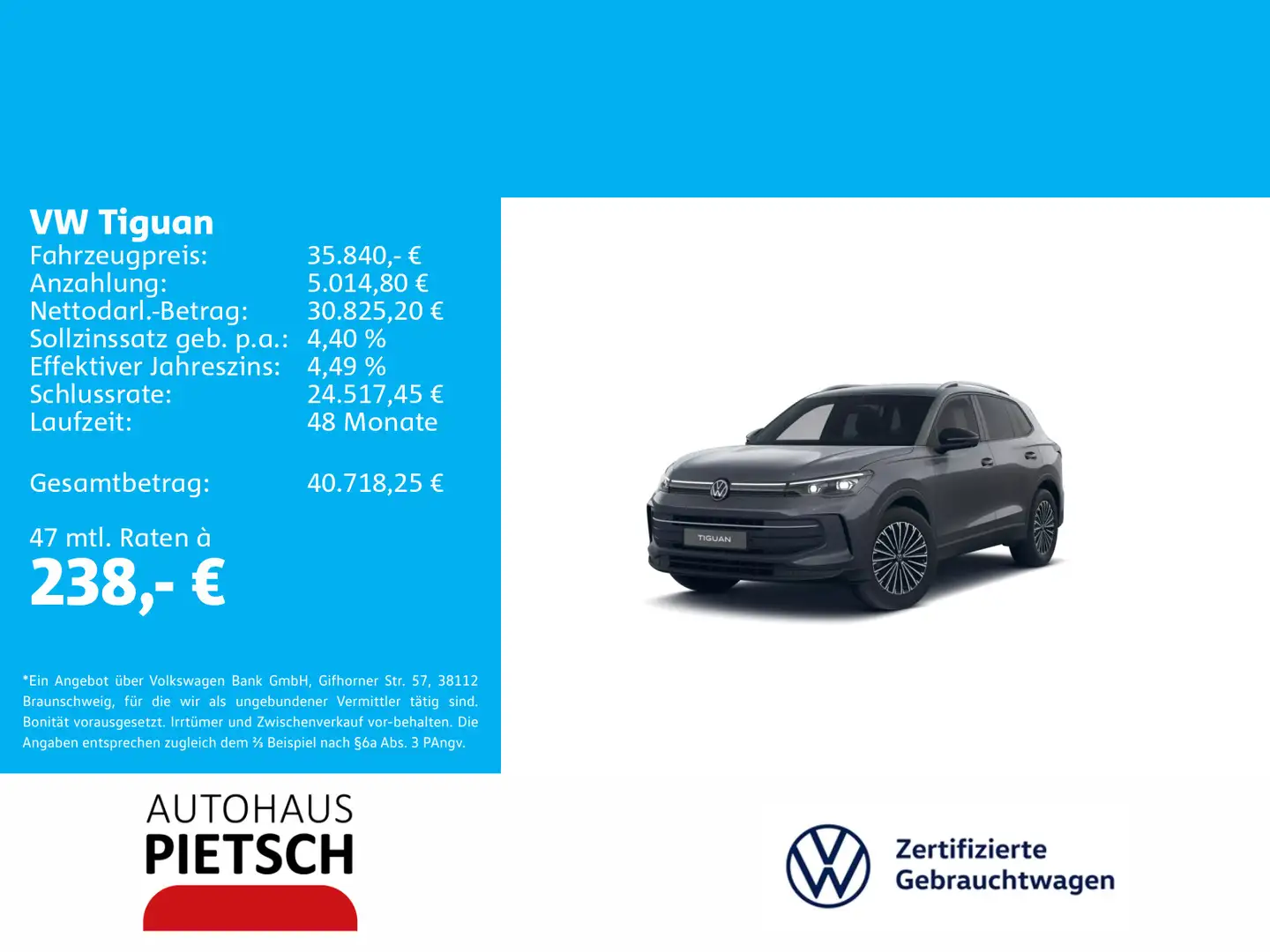 Volkswagen Tiguan 1.5 eTSI GOAL DSG IQ.Light AHK Area View Grau - 1
