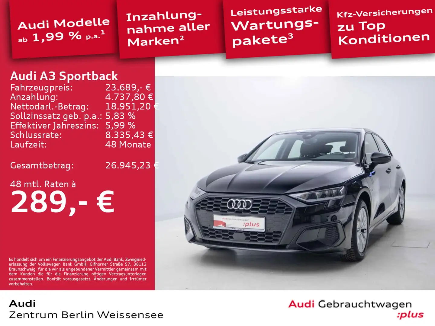 Audi A3 40 TFSI e S-TRO*LED*DAB*PDC*ACC*USB Schwarz - 1
