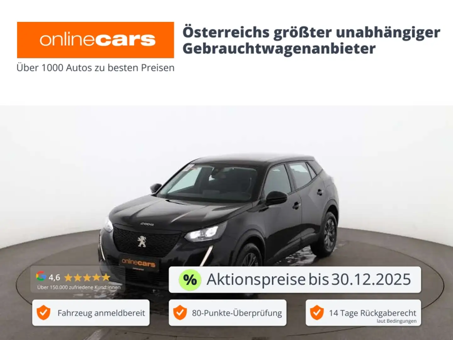 Peugeot 2008 1.2 PureTech 100 Active LED NAVI TEMP R-CAM Schwarz - 1