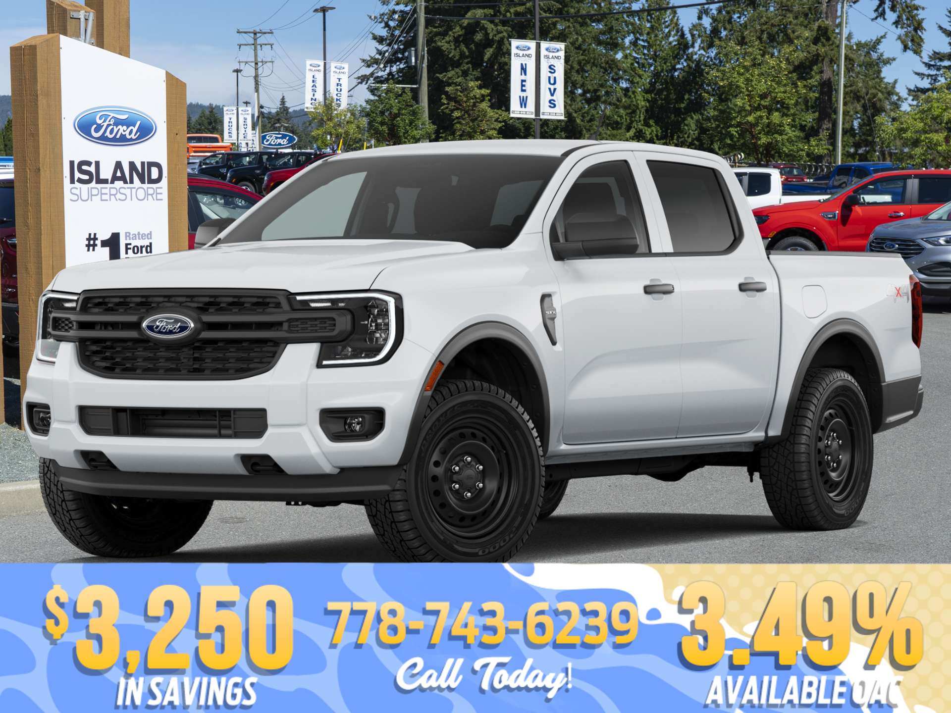 White 2026 Ford Ranger Pickup Truck Four-Wheel Drive Automatic