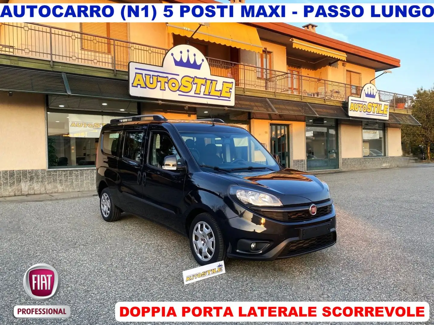 Fiat Doblo MAXI PASSO LUNGO 1.6 M-Jet AUTOCARRO N1 5 POSTI Noir - 1