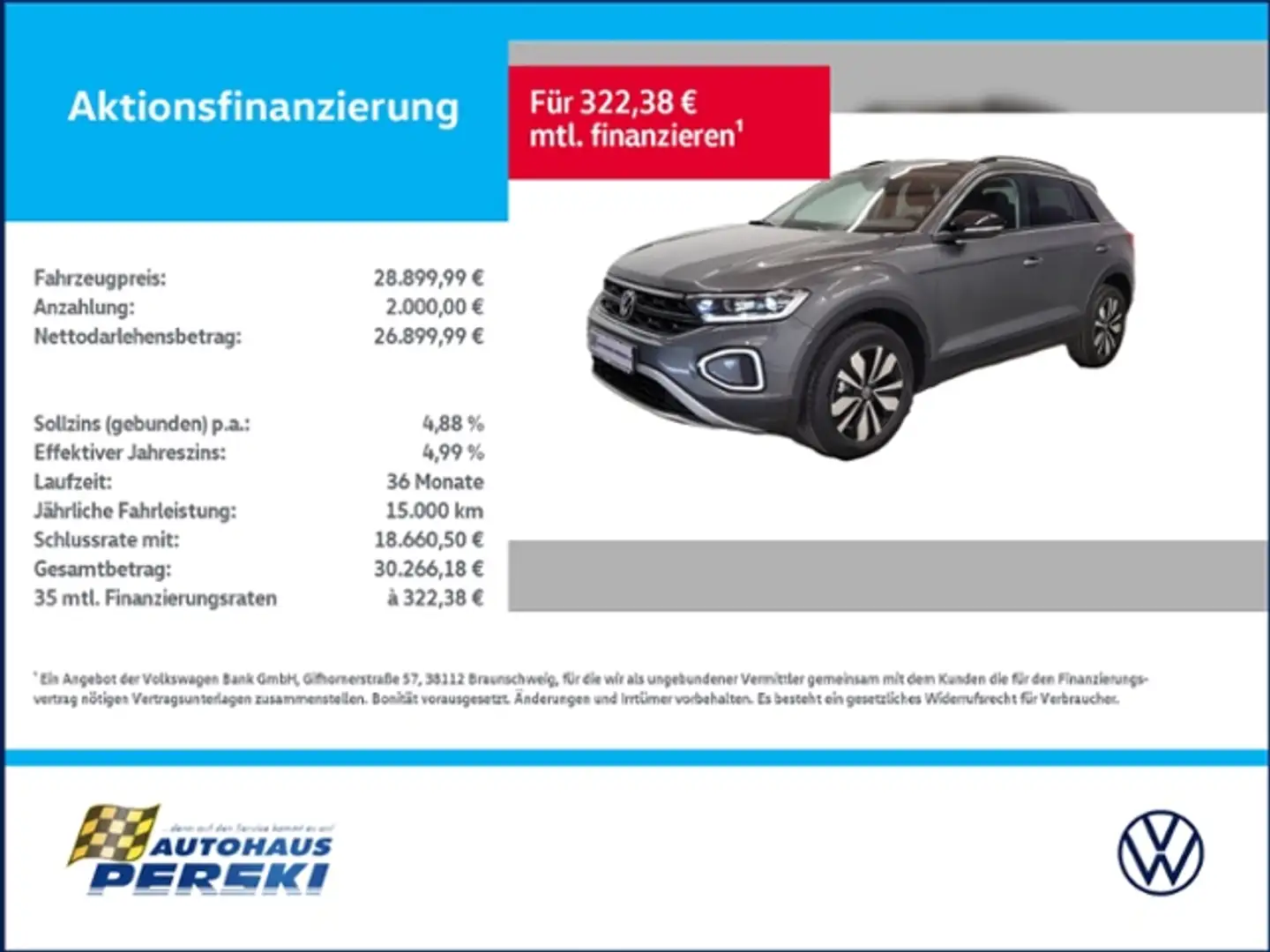 Volkswagen T-Roc 1.0 TSI Goal  KLIMA, NAVI, LED, ACC Grau - 1