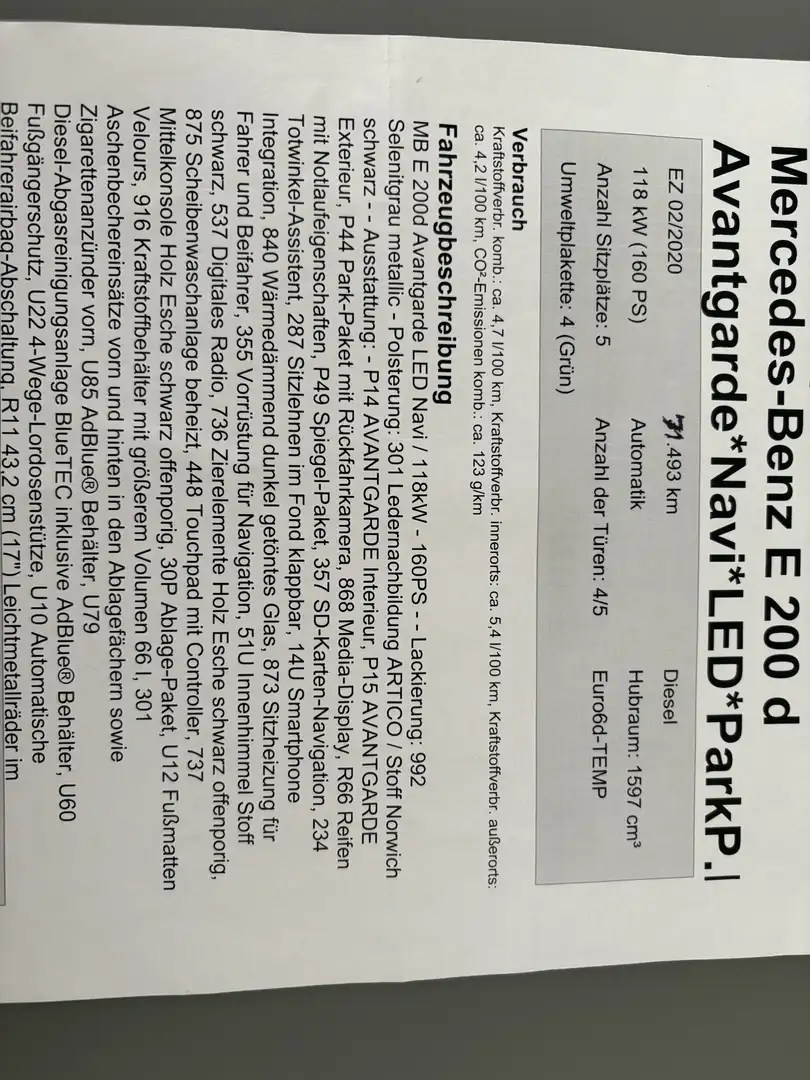 Mercedes-Benz E 200 d 9G-TRONIC Avantgarde Grau - 1