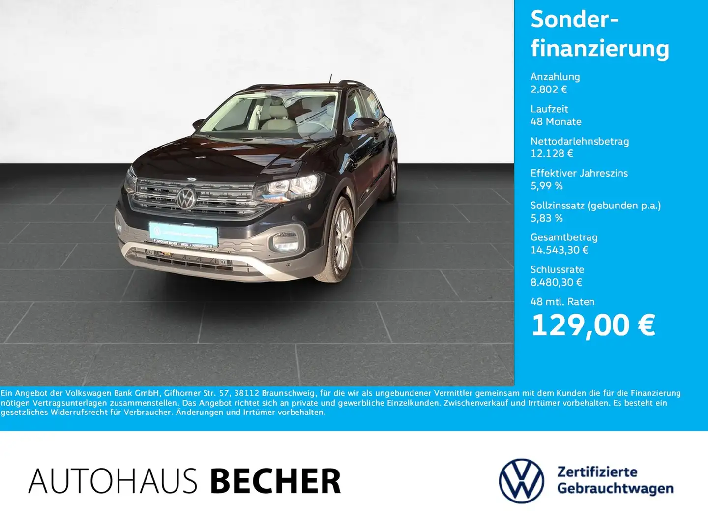 Volkswagen T-Cross 1.0 TSI 5-Gang /Navi/Sitzhz Schwarz - 1