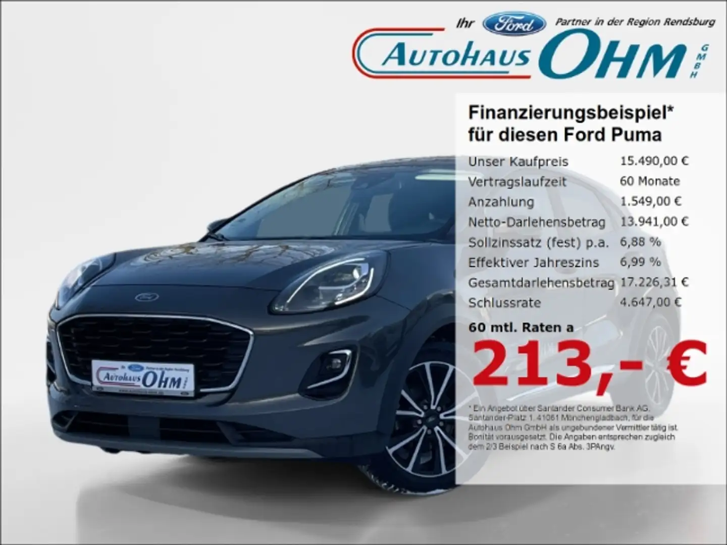 Ford Puma Titanium 1.0 EcoBoost MHEV - NAVI - SHZ - PDC - Grau - 1