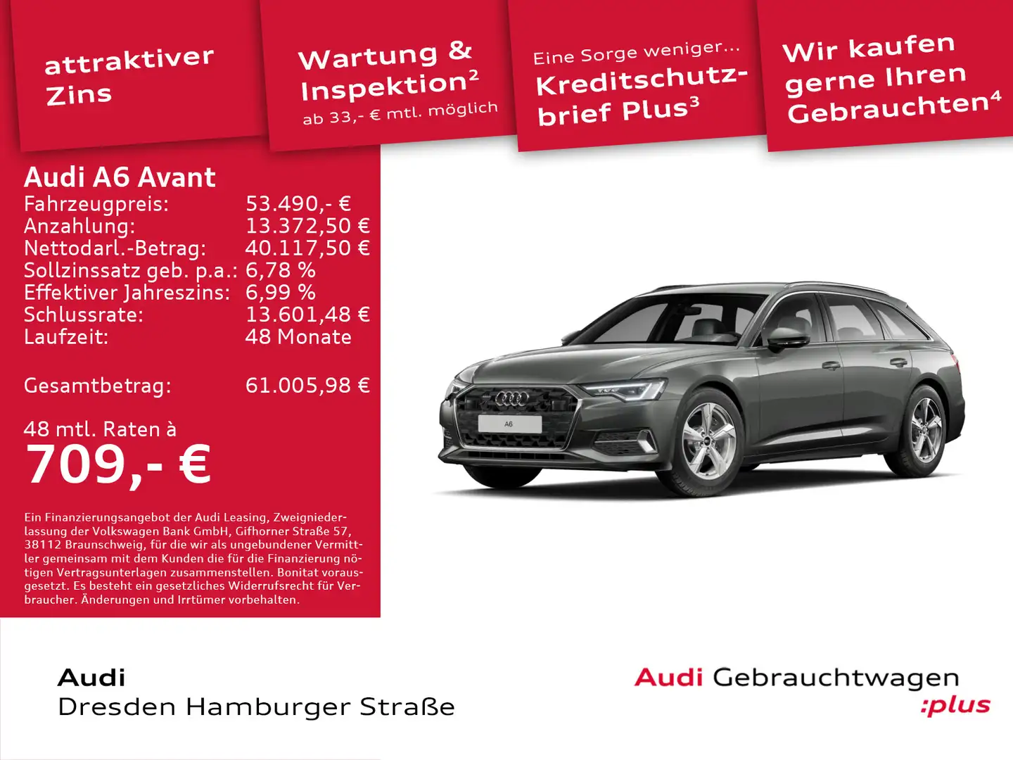 Audi A6 Sport advanced 45 TDI quattro 180(245) Grau - 1