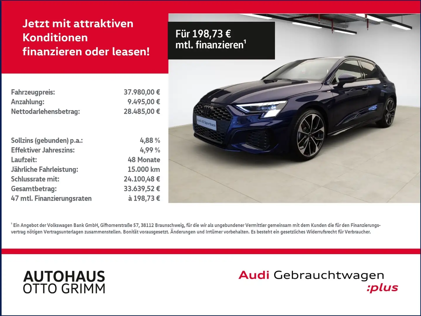 Audi A3 Sportback 35 TFSI S line  LED NAVI LEDER ALU Blauw - 1