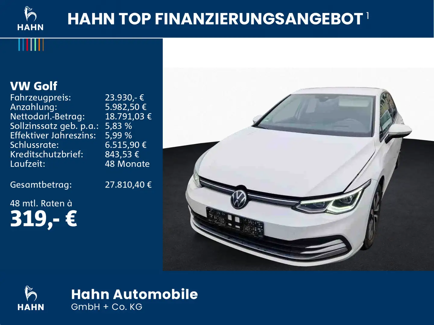 Volkswagen Golf VIII 1,5TSI ACTIVE STANDHZ NAV LED ACC KAM Weiß - 2