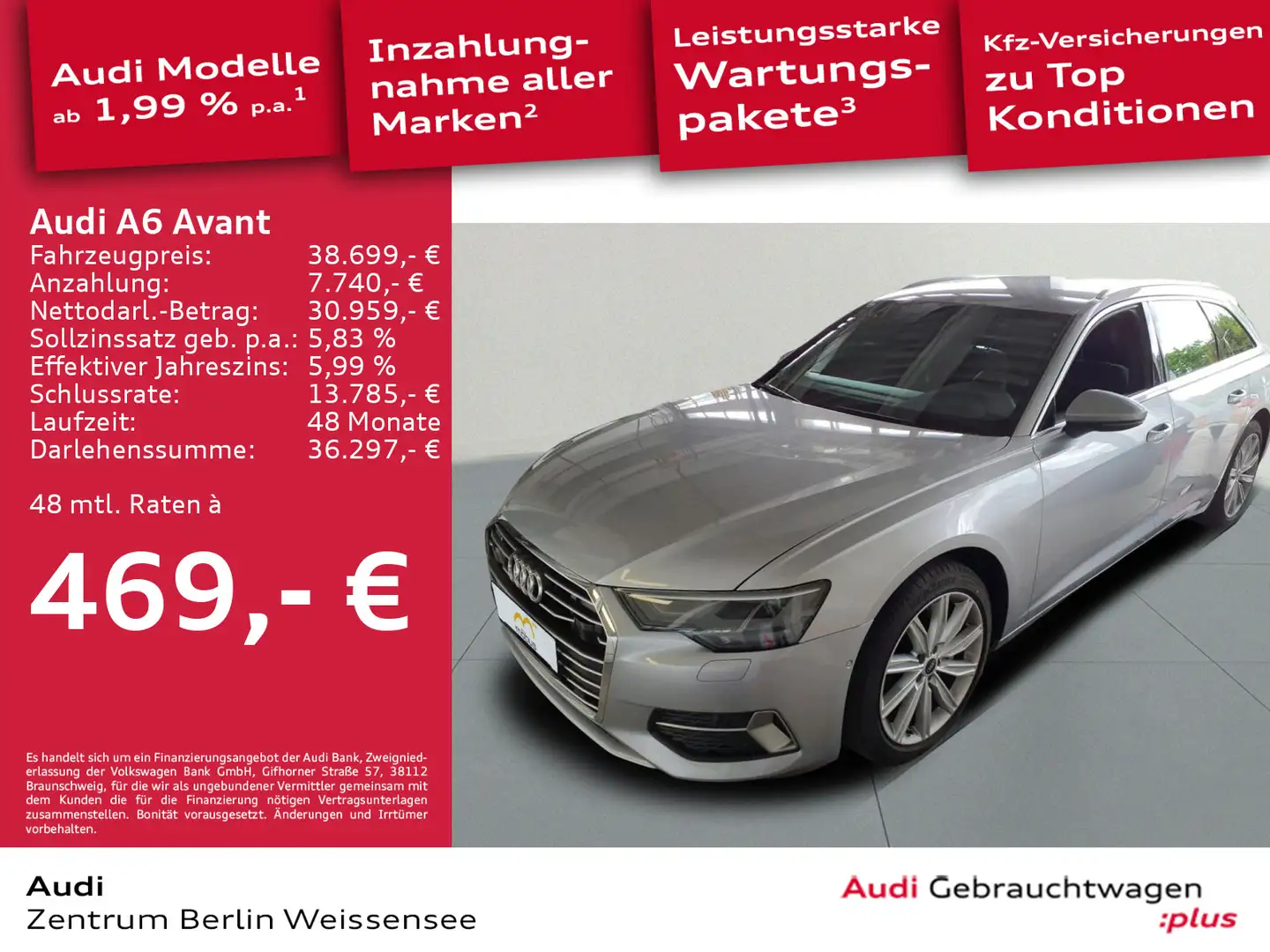 Audi A6 50 TDI TIPT*QUA*LED*RFK*ACC*SHZ*DAB*NAV Silber - 1